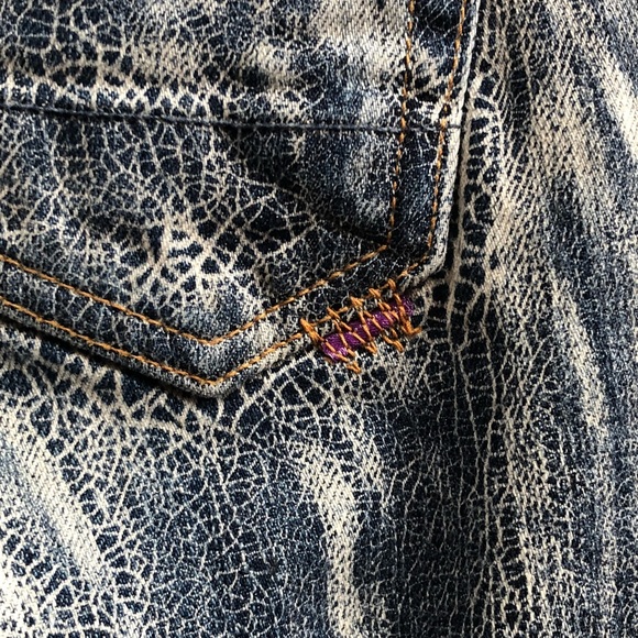 PRPS Lo Rise Acid Wash Button Fly Straight Leg Jeans Black Rivets Y2K